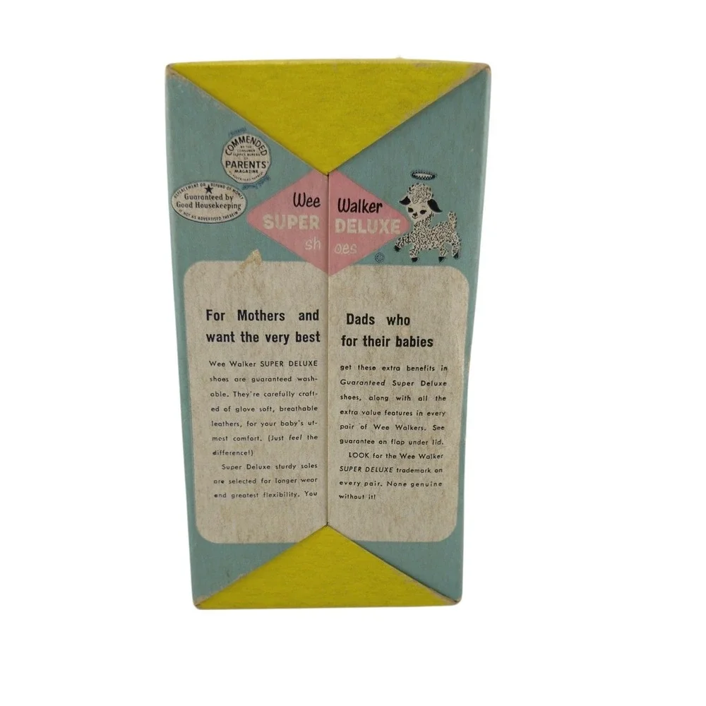 Vintage‎ 1960 Wee Walker Baby Shoes White Leather High Tops Box Pamphlet Sz 1